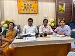 Office-bearers of RNS UP at a press conference in Lucknow on Monday (HT Photo)