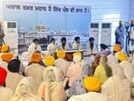AAP MLAs during proceedings at the secretariat of the Akal Takht in Amritsar on Monday, June 29, 2026.