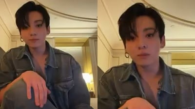 BTS' Jungkook during his Weverse livestream.