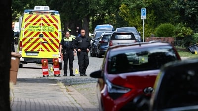 Police and rescuers work at the scene where five people were killed in a shooting in Stade, northern Germany, a city some 50 kilometres west of Hamburg, on June 29. (AFP) Police and rescuers work at the scene where five people were killed in a shooting in Stade, northern Germany, a city some 50 kilometres west of Hamburg, on June 29. (AFP)