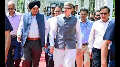 Jammu and Kashmir chief minister Omar Abdullah attends the inaugural event of the 'International Buyer-Seller Meet' at SKICC, in Srinagar on Monday. (@CM_JnK) Jammu and Kashmir chief minister Omar Abdullah attends the inaugural event of the 'International Buyer-Seller Meet' at SKICC, in Srinagar on Monday. (@CM_JnK)