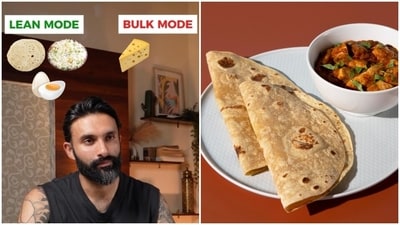 Fitness coach Siddhartha Singh breaks down how to balance everyday staples like roti. The secret? It’s not restriction — it’s portion control. (Instagram/ officialsiddharthasingh and Freepik) Fitness coach Siddhartha Singh breaks down how to balance everyday staples like roti. The secret? It’s not restriction — it’s portion control. (Instagram/ officialsiddharthasingh and Freepik)