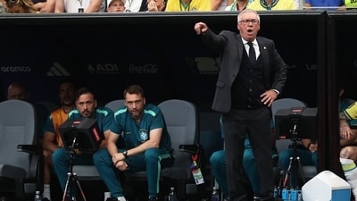 Brazil coach Carlo Ancelotti reacts (IMAGN IMAGES via Reuters)