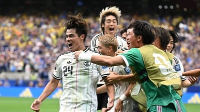 Midfielder #24 Kaishu Sano broke the deadlock right after the hydration break and Japan maintained the lead until the end of the first half in Houston. (AFP) Midfielder #24 Kaishu Sano broke the deadlock right after the hydration break and Japan maintained the lead until the end of the first half in Houston. (AFP)