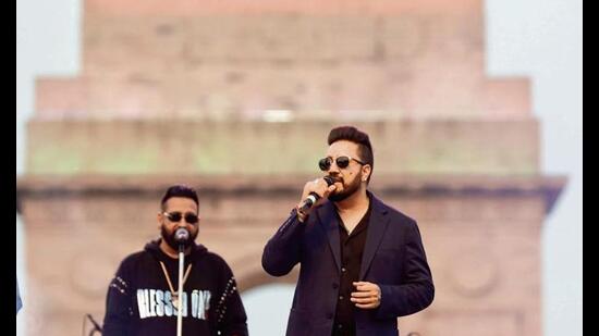 Mika Singh performed at Kartavya Path on Saturday evening. (Photo:PTI)
