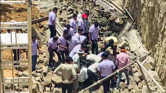Rescue operations underway at the site on Monday. (ANI)