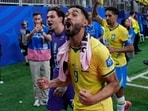 Brazil's Matheus Cunha (9) celebrates after the World Cup round of 32 soccer match between Brazil and Japan in Houston