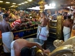 Devotees at Sabarimala Temple in Pathanamthitta. (ANI)