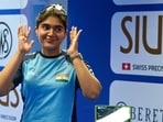 Esha Singh reacts after winning the 25m pistol gold at the ISSF World Cup in Munich. (ISSF)