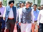Jammu and Kashmir chief minister Omar Abdullah attends the inaugural event of the 'International Buyer-Seller Meet' at SKICC, in Srinagar on Monday. (@CM_JnK)