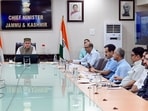 Jammu and Kashmir chief minister Omar Abdullah chairs a review meeting on the proposed International Film Festival of Jammu & Kashmir (IFFJK), 2026, at the civil secretariat, in Jammu on Tuesday. (@CM_JnK X)