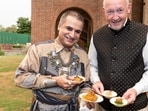 Chef Suvir Saran with Didier Vanderhasselt, the Ambassador of Belgium to India, Bhutan, Bangladesh, Nepal, Sri Lanka and the Maldives (Credits: Raajessh Kashyap/HT)