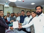 Mumbai, Jun 30 (ANI): Former Uddhav Thackeray-led Shiv Sena (UBT) MLC Sachin Ahir joins the Eknath Shinde-led Shiv Sena and files his nomination for the Deputy Chairman position in the Maharashtra Legislative Council, in Mumbai on Tuesday. Maharashtra Chief Minister Devendra Fadnavis and Maharashtra Deputy Chief Ministers Sunetra Ajit Pawar and Eknath Shinde present. (@Devendra_Office X/ANI Photo) (@Devendra_Office X)