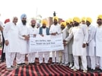 Punjab chief minister Bhagwant Mann during a Lok Milni event at Moga’s Bhallur village on Monday. (HT)