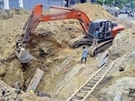 Repair works underway on the Sagoo Chowk-Ferozepur Road stretch in Ludhiana on Tuesday. (Gurpreet Singh/ht) Repair works underway on the Sagoo Chowk-Ferozepur Road stretch in Ludhiana on Tuesday. (Gurpreet Singh/ht)