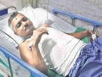 Thane, India - June -30, 2026: Due to heavy rainfall, a huge tree collapsed in the Wagle Estate area of Thane city. During the incident, a 53-year-old man, Pawan Jha, was injured after a branch of the fallen tree struck him while he was on his way to work in the morning. He is currently undergoing treatment at a private hospital. ,in Thane ,in Mumbai, India, on, Tuesday, June -30, 2026. ( photo by Praful Gangurde / Hindustan Times ) (praful Gangurde)