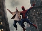 Messi is all smiles as Spider-Man takes him for an epic ride.