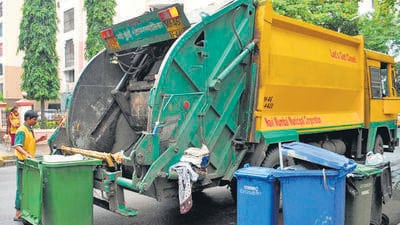 NAVI MUMBAI, INDIA - JUNE 15, 2018 : The municipal corporation is coming up with measures to manage solid waste and keep the city clean on Thursday June 15, 2018 in Mumbai, India. NAVI MUMBAI, INDIA - JUNE 15, 2018 : The municipal corporation is coming up with measures to manage solid waste and keep the city clean on Thursday June 15, 2018 in Mumbai, India.