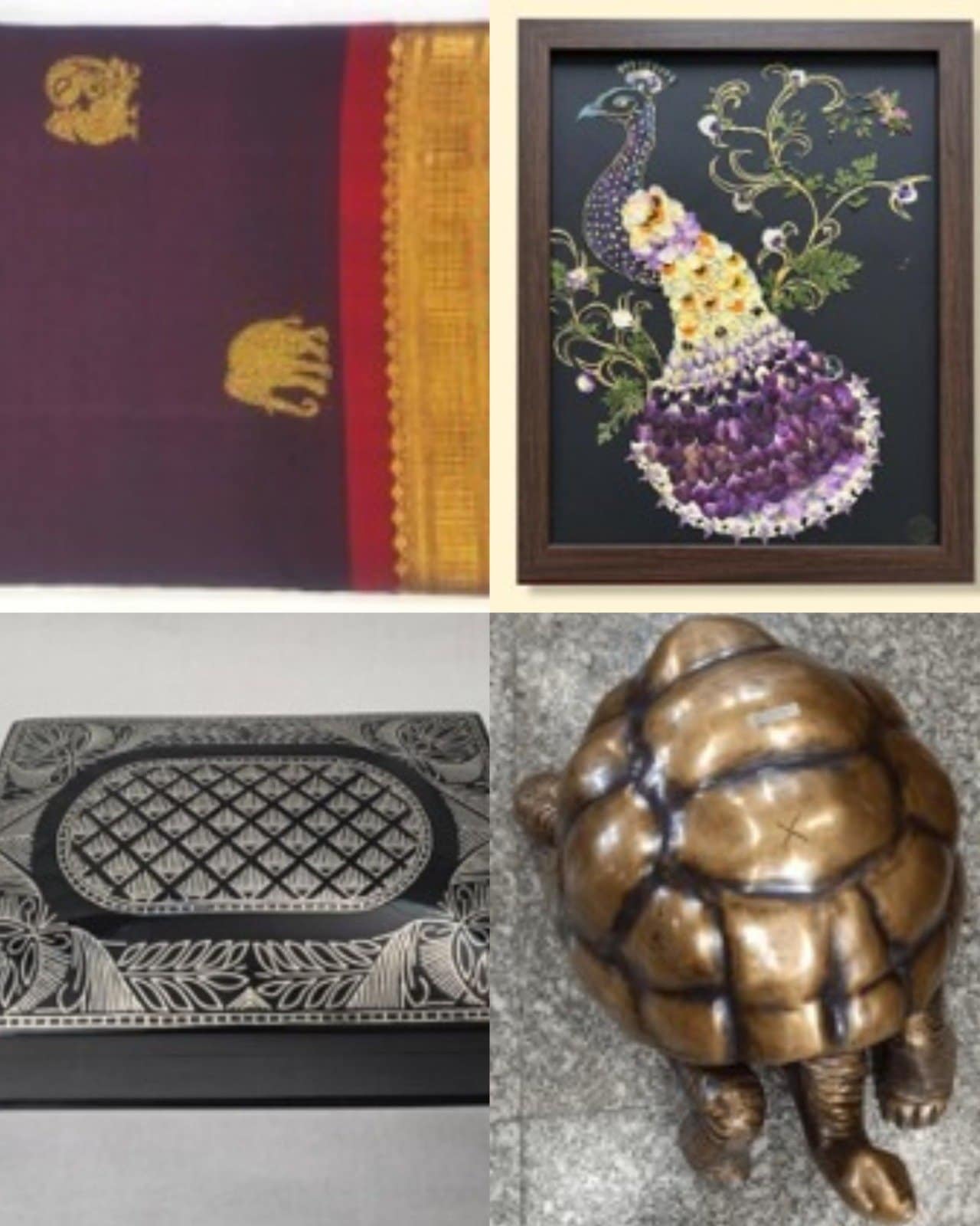 The gifts presented to Seychelles leaders include silk fabrics, orchid art, Bidriware Box and a brass tortoise. (X/ @ani_digital) The gifts presented to Seychelles leaders include silk fabrics, orchid art, Bidriware Box and a brass tortoise. (X/ @ani_digital)