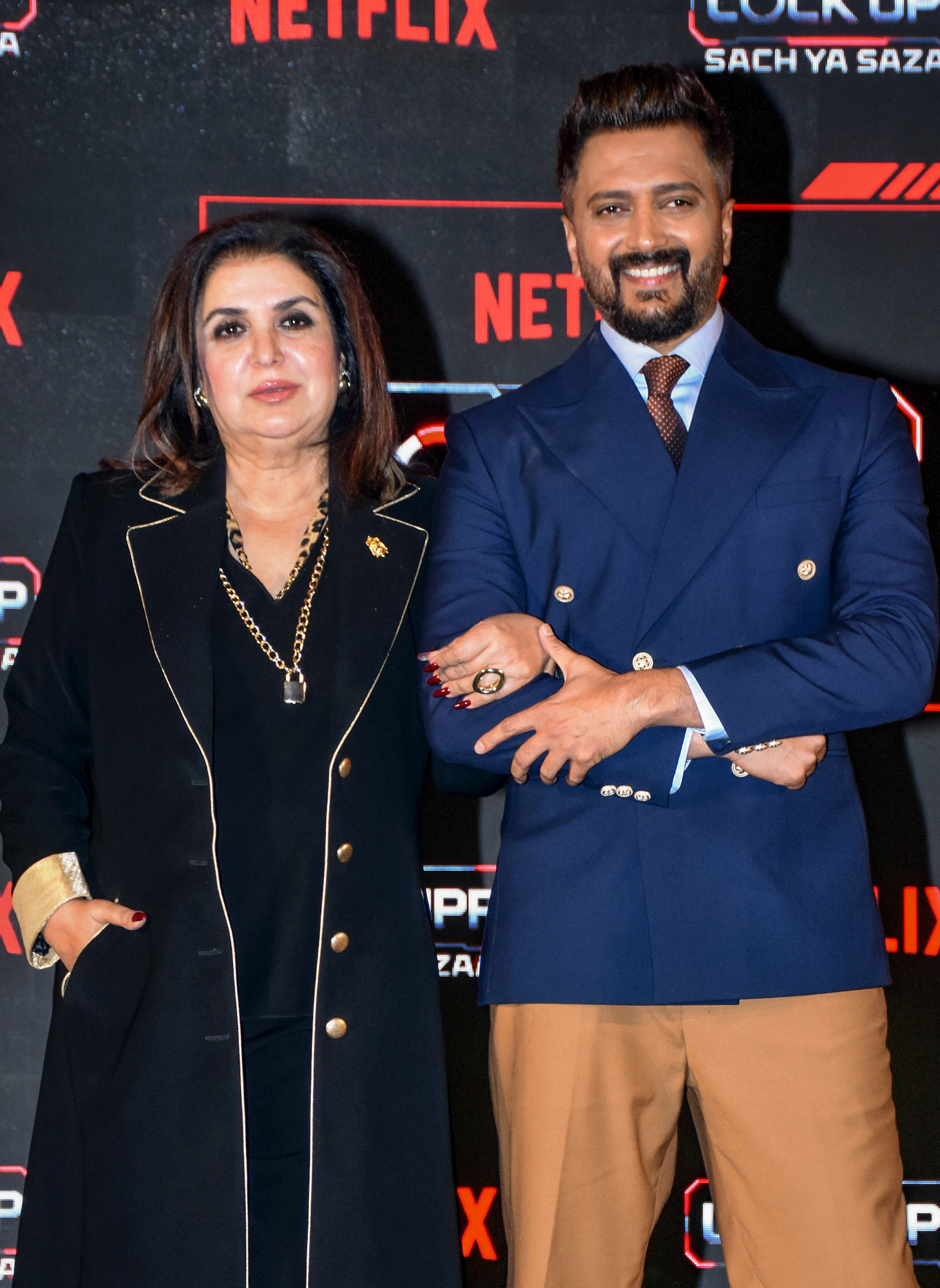 Mumbai: Bollywood actor Riteish Deshmukh with film director and choreographer Farah Khan pose for photographs during a press conference for the upcoming Netflix series �Lock Upp: Sach Ya Sazaa�, in Mumbai, Maharashtra, late Monday, June 22, 2026. (PTI Photo)(PTI06_23_2026_000058A) (PTI) Mumbai: Bollywood actor Riteish Deshmukh with film director and choreographer Farah Khan pose for photographs during a press conference for the upcoming Netflix series �Lock Upp: Sach Ya Sazaa�, in Mumbai, Maharashtra, late Monday, June 22, 2026. (PTI Photo)(PTI06_23_2026_000058A) (PTI)