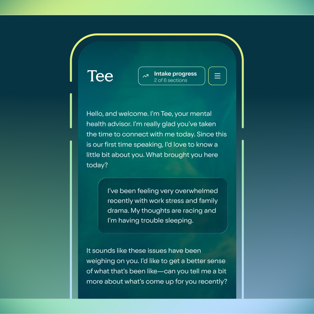 Digital-therapy platform Talkspace says Tee doesn’t offer mental-health treatment. Digital-therapy platform Talkspace says Tee doesn’t offer mental-health treatment.