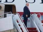 President Donald Trump boards the newly designated Air Force One, a formerly Qatari-owned jumbo jet that has been converted into the official U.S. presidential aircraft, at Joint Base Andrews, Md., Wednesday, July 1, 2026, to attend the opening of the Theodore Roosevelt Presidential Library in Medora, N.D. (AP Photo/Luis M. Alvarez)(AP Photo/Luis M. Alvarez(AP Photo/Luis M. Alvarez)