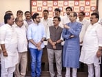 Shiv Sena (UBT) faction leader Uddhav Thackeray and other leaders during a meeting last week. Shiv Sena (UBT) faction leader Uddhav Thackeray and other leaders during a meeting last week.