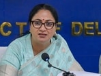Delhi Chief Minister Rekha Gupta, along with Delhi Ministers Pankaj Singh, Ashish Sood,  addresses a press conference on the Delhi EV Policy at the Delhi Secretariat in New Delhi, India, on Monday, June 29, 2026,