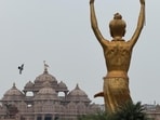 The new addition is the 108-foot statue of Bhagwan Swaminarayan in his child ascetic form as Neelkanth Varni. (HT Photo)