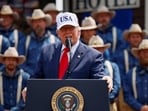 Donald Trump speaks at Burning Hills Amphitheatre on the day of the dedication of the Theodore Roosevelt Presidential Library in Medora, North Dakota on July 1.