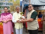 UP minister Arun Kumar at the Van Mahotsav event on Wednesday (HT Photo)
