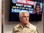 Pima County Sheriff Chris Nanos exits after a press conference after the disappearance of Nancy Guthrie, February 5, 2026.  