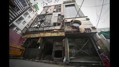The ground floor, where investigators said the fire began, still shows signs of destruction, while rooms across the building remain largely untouched. (Sanchit Khanna/HT) The ground floor, where investigators said the fire began, still shows signs of destruction, while rooms across the building remain largely untouched. (Sanchit Khanna/HT)