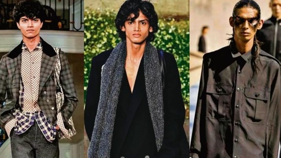 (L-R) Yug Devalia, Aryan Acharya, Abby Prakash at Paris Men's Fashion Week