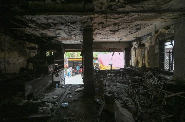 Burnt furniture, kitchen counters, wheelchairs and personal items were found across multiple floors. The June 3 blaze killed 23 people. (Sanchit Khanna/HT) Burnt furniture, kitchen counters, wheelchairs and personal items were found across multiple floors. The June 3 blaze killed 23 people. (Sanchit Khanna/HT)