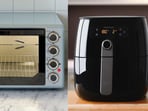 Air fryer and OTG side by side with freshly grilled paneer tikka, highlighting two popular ways to cook healthier meals at home. (canva.com)