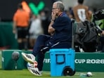 Uruguay coach Marcelo Bielsa at his last match at the World Cup, against Spain in Zapopan, Mexico. 