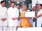 Chief minister Yogi Adityanath in Saharanpur on Wednesday. (ANI PHOTO)
