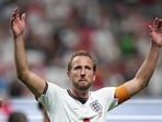 England's Harry Kane (9) celebrates after the World Cup round of 32 soccer match between England and Congo in Atlanta, Wednesday. (AP Photo)
