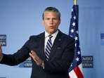 Pete Hegseth talks to the media on the day of a meeting of NATO defence ministers at the alliance's headquarters in Brussels, Belgium, June 18.