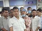 People with the accused in a hospital. (HT Photo)