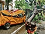Scenes from Chembur, Mumbai, where a tree collapsed onto a school bus, killing an 11-year-old student.