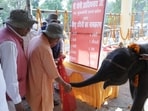 UP CM Yogi Adityanath with Bhawani during his April 2025 visit to Dudhwa (HT File Photo)