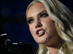 Erika Kirk shared an old Charlie Kirk video on American identity, reigniting debate over patriotism, assimilation and national loyalty.. (Photo by Jim WATSON / AFP)