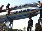 In this picture taken on January 22, 2003, workers clean BrahMos missiles after a rehearsal ahead of India's Republic Day celebrations