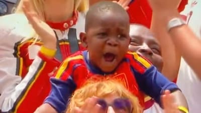 Lamine Yamal's younger half-brother celebrates as Mikel Oyarzabal completes his brace. (X) Lamine Yamal's younger half-brother celebrates as Mikel Oyarzabal completes his brace. (X)