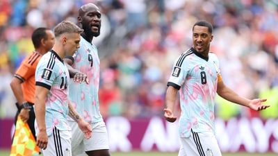 Leandro Trossard and Youri Tielemans had an angry confrontation. (Getty Images via AFP) Leandro Trossard and Youri Tielemans had an angry confrontation. (Getty Images via AFP)