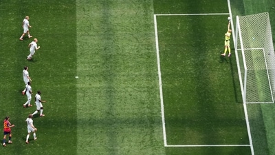Alex Baena almost made it 2-0 before half-time as his freekick rattled the crossbar. (REUTERS)