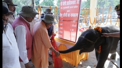 UP CM Yogi Adityanath with Bhawani during his April 2025 visit to Dudhwa (HT File Photo)