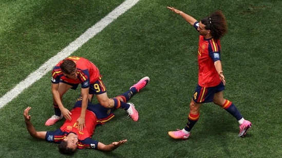 Spain vs Austria Highlights, FIFA World Cup 2026: Mikel Oyarzabal celebrates with Gavi and Marc Cucerella after bagging his brace. Spain vs Austria Highlights, FIFA World Cup 2026: Mikel Oyarzabal celebrates with Gavi and Marc Cucerella after bagging his brace.